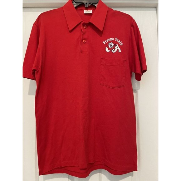 Vintage Fresno State University Bulldogs Polo Shirt Unisex Size Medium - Picture 1 of 4